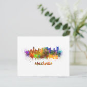 Nashville skyline im Watercolor Postkarte (Stehend Vorderseite)