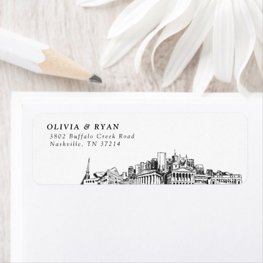 Nashville Skyline Moderne Rücksendeadressen-Aufkle (Insitu)