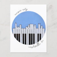 Nashville Skyline Piano Music Record Postcard