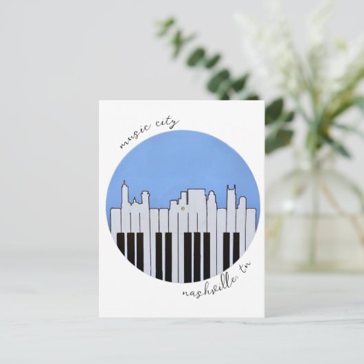 Nashville Skyline Piano Music Record Postcard Postkarte (Stehend Vorderseite)