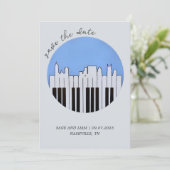 Nashville Skyline Piano Music Record Save the Date Einladung (Stehend Vorderseite)