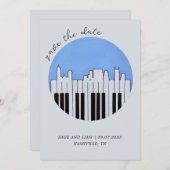 Nashville Skyline Piano Music Record Save the Date Einladung (Vorne/Hinten)