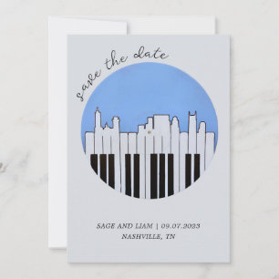 Nashville Skyline Piano Music Record Save the Date Einladung