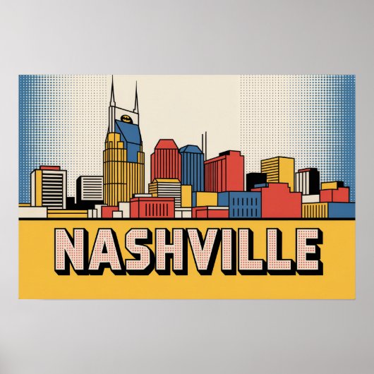 Nashville Skyline Poster – Bold Tennessee Pop Art (Vorne)