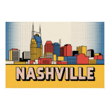 Nashville Skyline Poster – Kräftige Tennessee Pop 