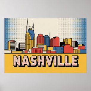 Nashville Skyline Poster – Kräftige Tennessee Pop 