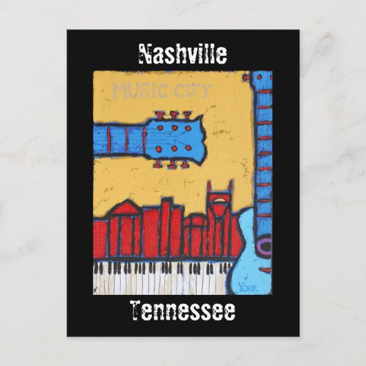 Nashville, Skyline-Postkarte von Tennessee Postkarte (Vorderseite)