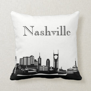 Nashville Skyline Silhouette Vorderseite / Röntgen Kissen