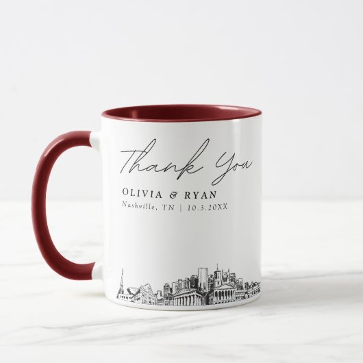 Nashville Skyline Sketch Simple Custom Wedding Tas Tasse (Links)