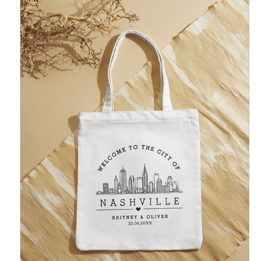 Nashville Skyline Tote Bag - Gewohnter Hochzeitvor Tragetasche