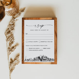 Nashville Skyline Wedding RSVP Response Card Karte