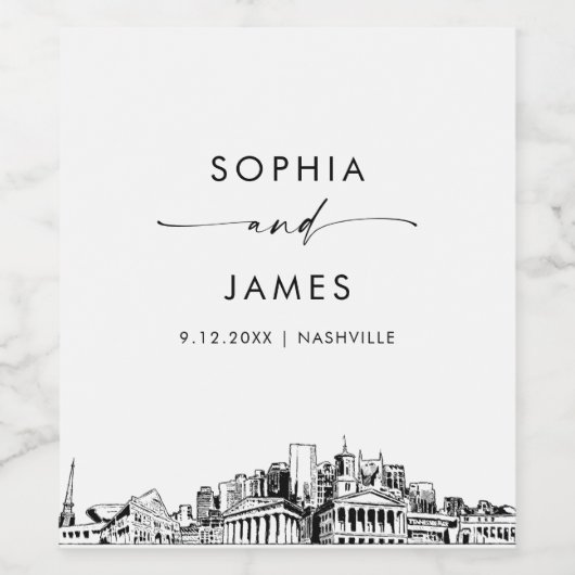 Nashville Skyline Weinetikett (Einzelnes Label)