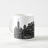 Nashville Skyline Worte Kaffeetasse (Vorderseite Links)