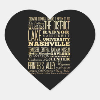 Nashville Stadt Tennessee State Typografie Kunst Herz-Aufkleber