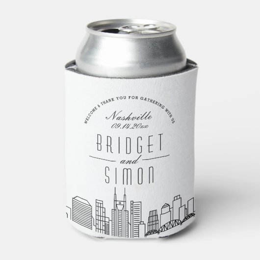 Nashville Stylized Skyline | Wedding Can Cooler Dosenkühler (Kanne Vorderseite)