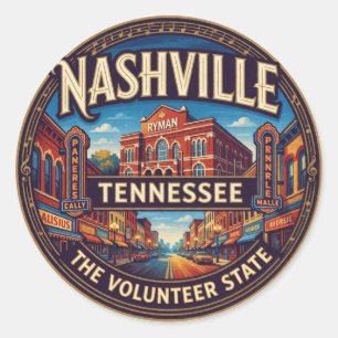 Nashville Tennessee Capital Musik Reise Erinnerung Runder Aufkleber