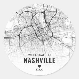 Nashville, Tennessee City Map   Begrüßung Runder Aufkleber