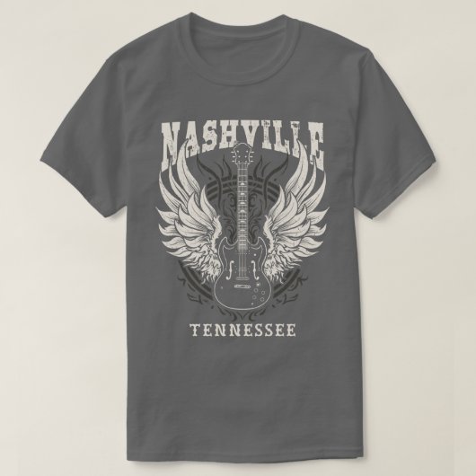 Nashville Tennessee Distressive Gitarre Angel Wing T-Shirt (Design vorne)