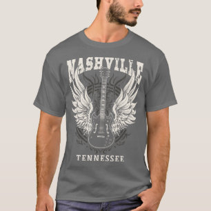 Nashville Tennessee Distressive Gitarre Angel Wing T-Shirt