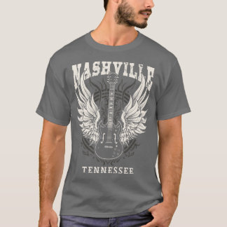 Nashville Tennessee Distressive Gitarre Angel Wing T-Shirt