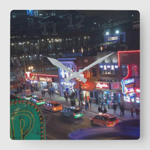 Nashville Tennessee Downtown Honky Tonks Quadratische Wanduhr