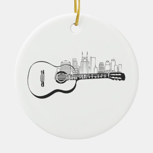 Nashville Tennessee Gitarre Skyline Design Keramik Ornament (Vorne)