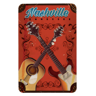 Nashville, Tennessee Gitarre Vintage-Reiseposter Magnet