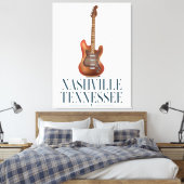 Nashville Tennessee Guitar Reiseposter Leinwanddruck (Insitu (Schlafzimmer))