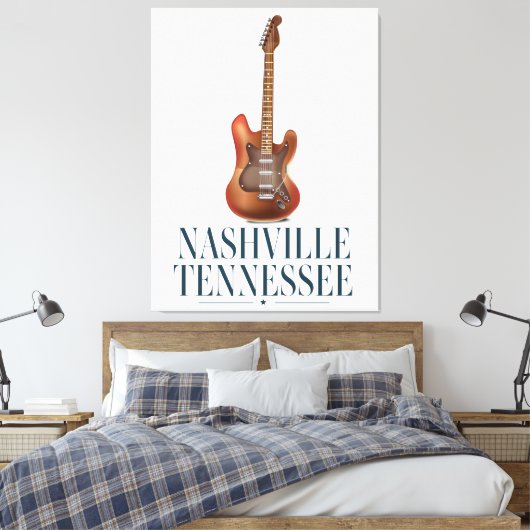 Nashville Tennessee Guitar Reiseposter Leinwanddruck (Insitu (Schlafzimmer))