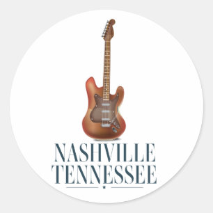 Nashville Tennessee Guitar Reiseposter Magnet Runder Aufkleber