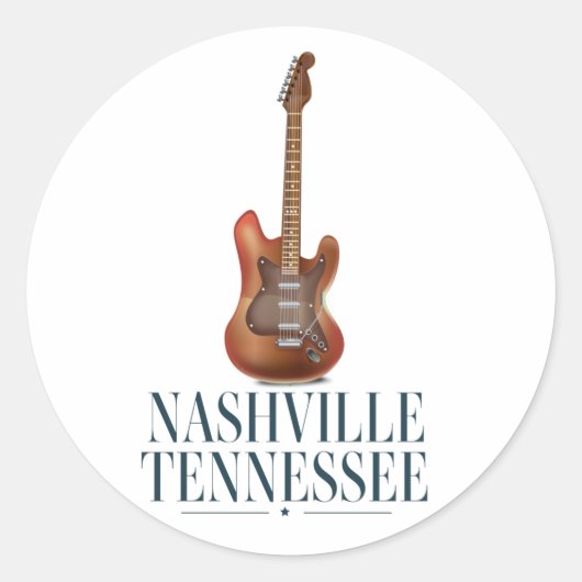 Nashville Tennessee Guitar Reiseposter Magnet Runder Aufkleber (Vorderseite)