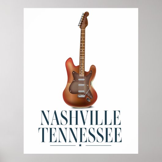 Nashville Tennessee Guitar Reiseposter Poster (Vorne)