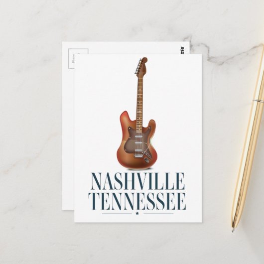 Nashville Tennessee Guitar Reiseposter Postkarte (Vorderseite/Rückseite Beispiel)