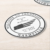 Nashville Tennessee Karte Minimalistische Hochzeit Runder Pappuntersetzer (Angewinkelt)