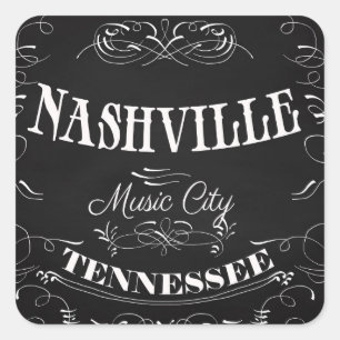 Nashville, Tennessee - Music City Quadratischer Aufkleber