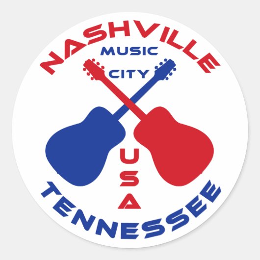 Nashville, Tennessee Music City USA Runder Aufkleber (Vorderseite)