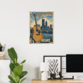 Nashville, Tennessee | Music City Vintag Poster (Heimbüro)