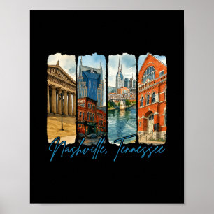 Nashville Tennessee Reisende Pinselstrich-Souvenir Poster