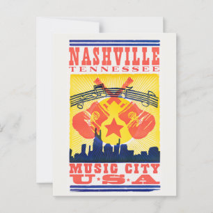 Nashville Tennessee Retro Postcard - Music City US Postkarte