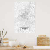 Nashville, Tennessee (schwarz auf weiß) Poster (Küche)