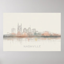Nashville Tennessee Skyline Abstract Art Poster