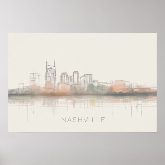 Nashville Tennessee Skyline Abstract Art Poster (Vorne)