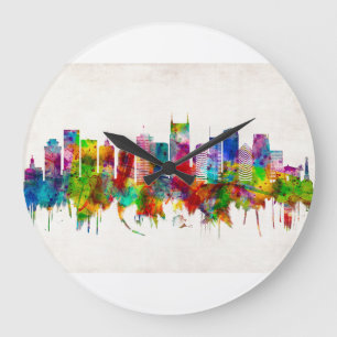 Nashville Tennessee Skyline Große Wanduhr
