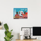 Nashville, Tennessee - Skyline Illustration Poster (Heimbüro)
