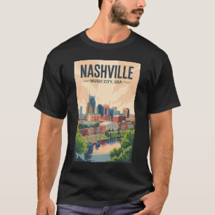 Nashville Tennessee Skyline Reise Kunst Vintage T-Shirt