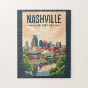 Nashville Tennessee Skyline Reisen Vintag Puzzle