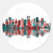 Nashville Tennessee Skyline Runder Aufkleber (Vorderseite)
