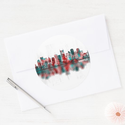 Nashville Tennessee Skyline Runder Aufkleber (Umschlag)
