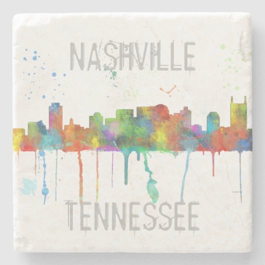 NASHVILLE, TENNESSEE SKYLINE - SteinUntersetzer (Vorderseite)