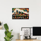 Nashville Tennessee Skyline Surrealist Print Poster (Heimbüro)